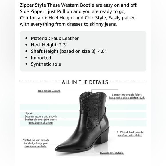 Women’s Black Amaravali Ankle Boots with Textured Detail Size 8.5 - Picture 10 of 10